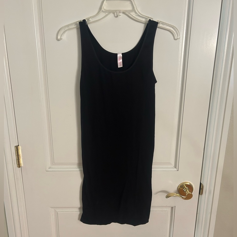 Luxe Junkie Black Body Con Tank Mini Dress. One Size.